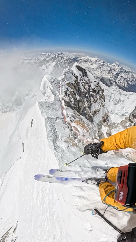 The ski descent — the summit ridge