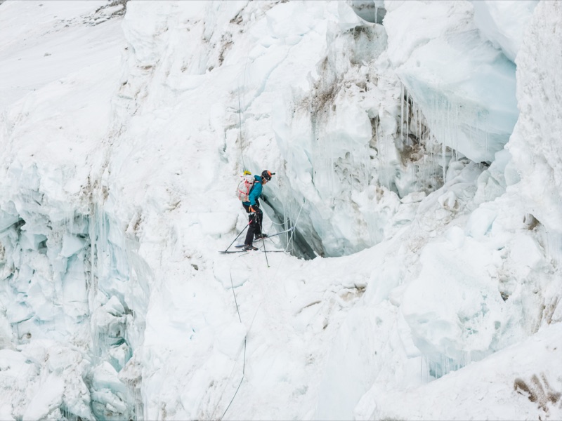The ski descent — the Khumbu Icefall