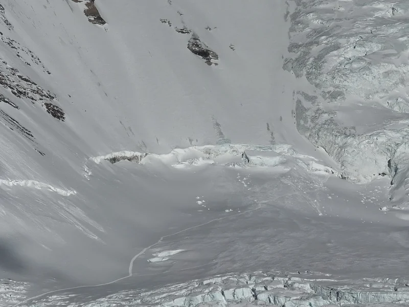 The foot of the Lhotse Face, where it runs out into the Western Cwm