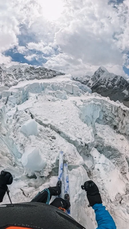 The ski descent — the Khumbu Icefall