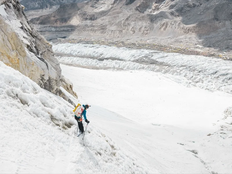 The ski descent — the Khumbu Icefall