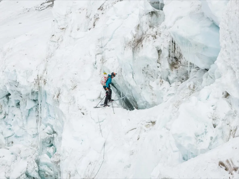 The ski descent — the Khumbu Icefall