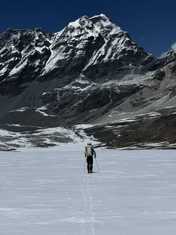 Trekking · a frozen lake under the Amphu Lapcha pass